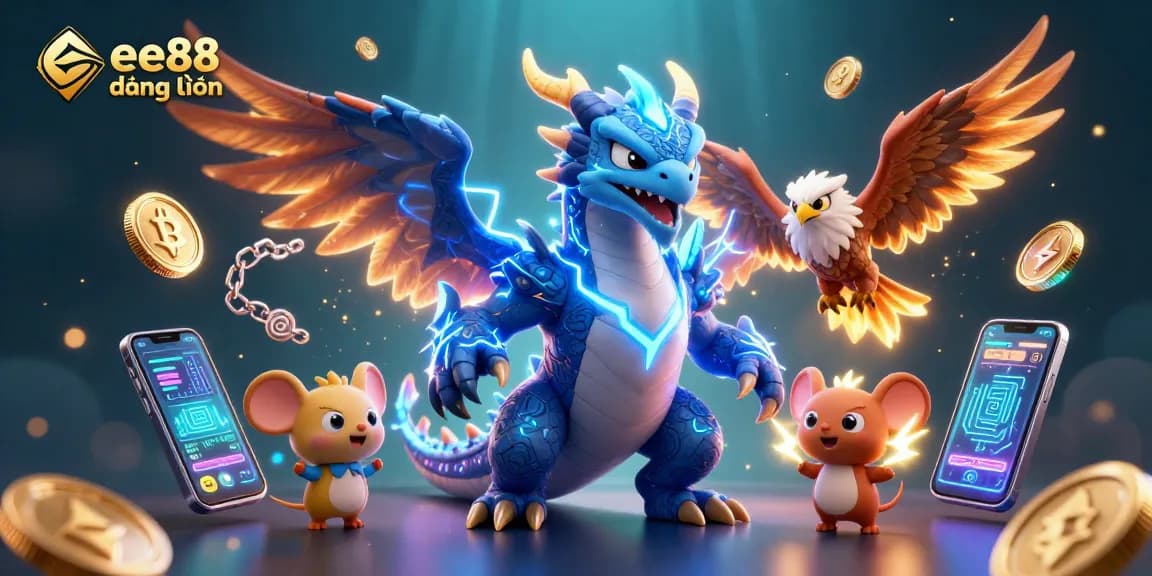 Engage with ee88 đăng nhập for thrilling gameplay featuring dragon and hawk over crypto elements.