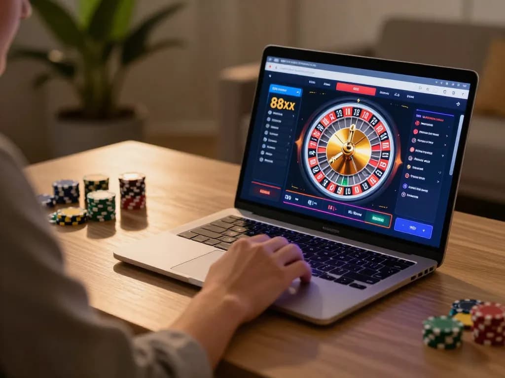 Player engaging with 88xx roulette game online, showcasing casino experience from home.
