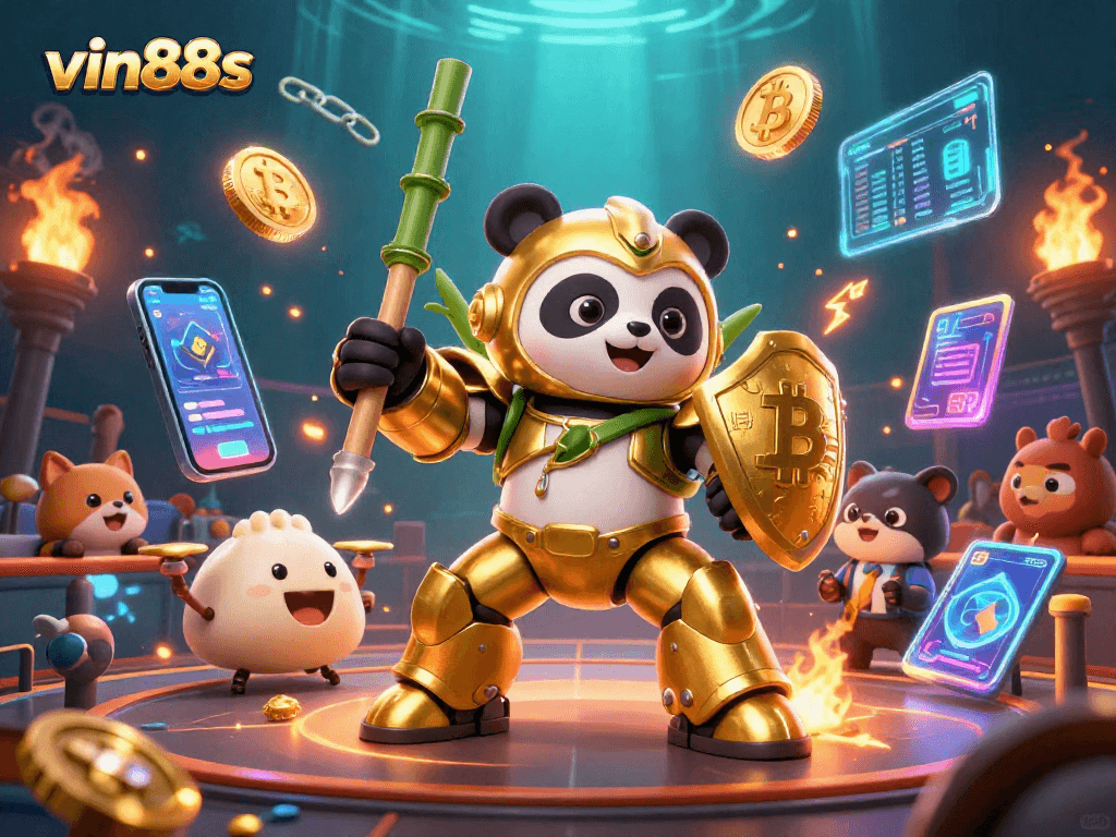 Engage with thrilling games at vin88s, featuring a vibrant casino scene full of excitement.
