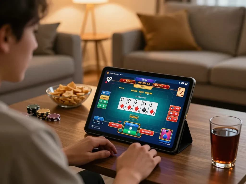 Experience the thrill of casino kong88 with an engaging online poker game on a cozy home setup