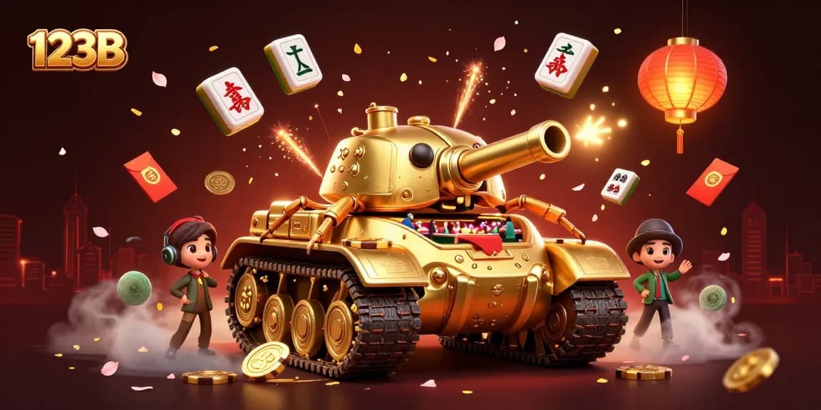 Experience excitement at 123B with a vibrant casino scene inside a golden beetle tank.