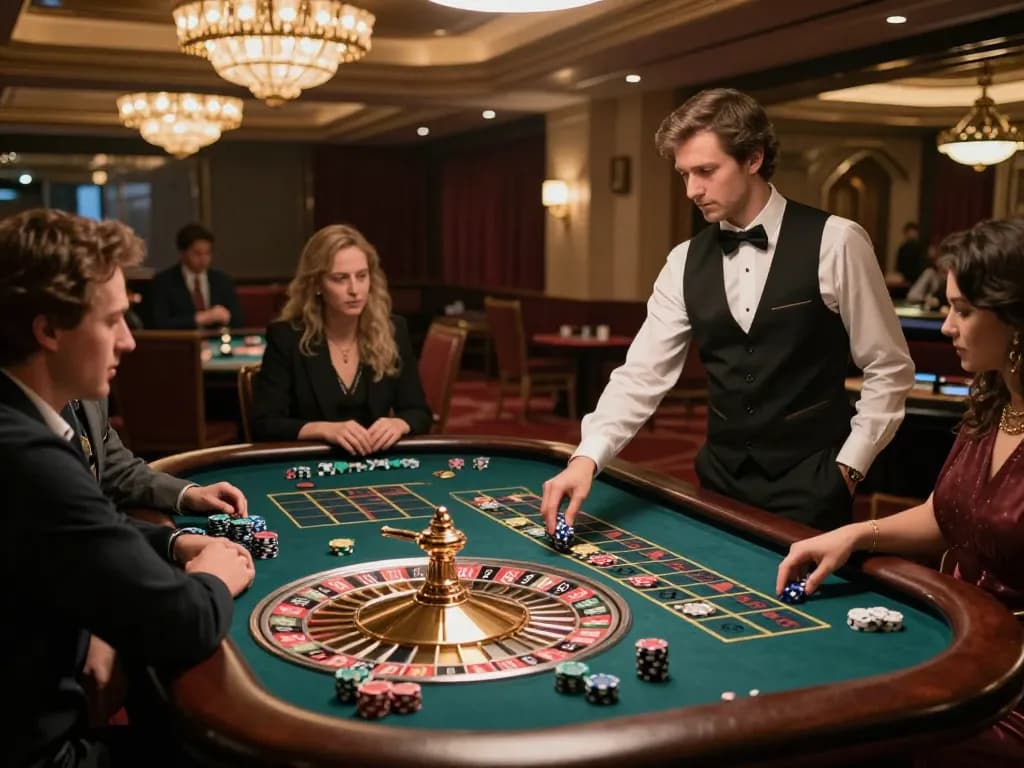 Players at the roulette table experiencing the thrill of gambling at sunwin casino.