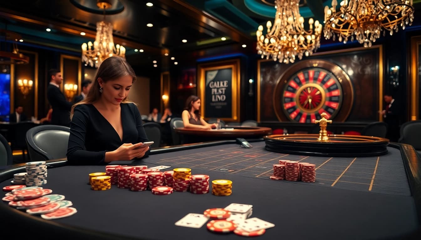 Players engaging in a thrilling game at New88 đăng nhập casino table with vibrant atmosphere.