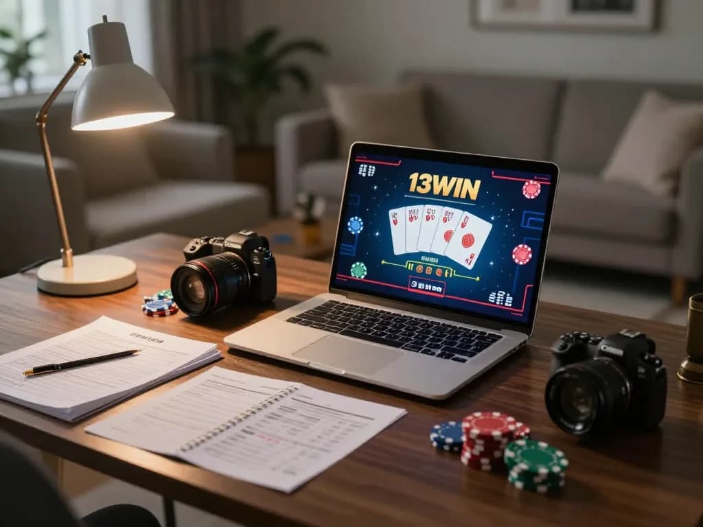 Person playing blackjack at 13WIN online casino, showcasing an engaging home gambling experience.