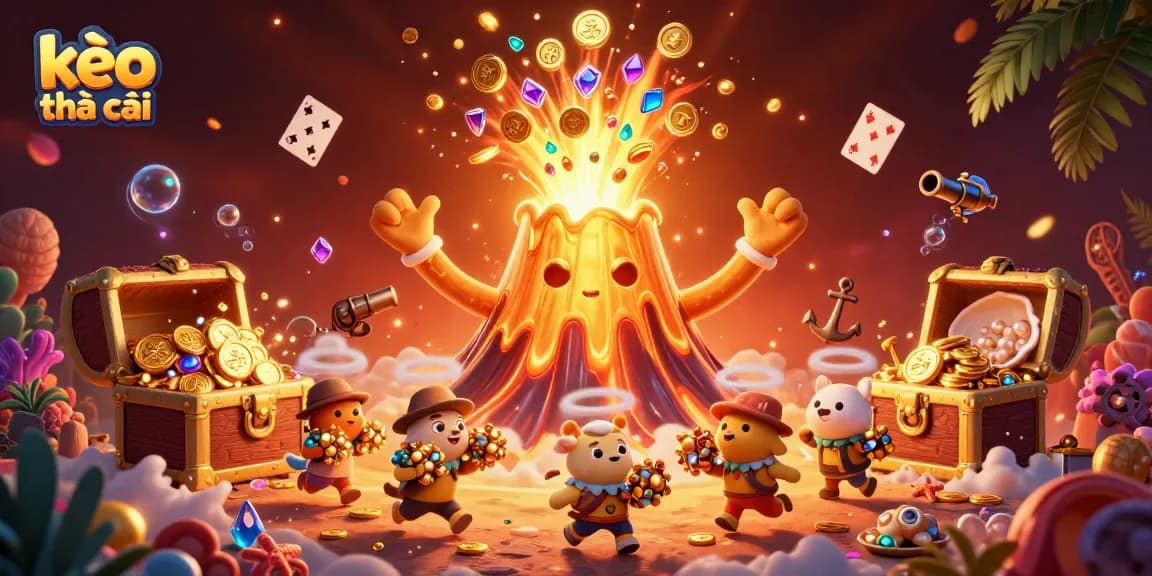 Engage with the thrilling kèo nhà cái experience as fortune erupts from a golden volcano and treasure flows.