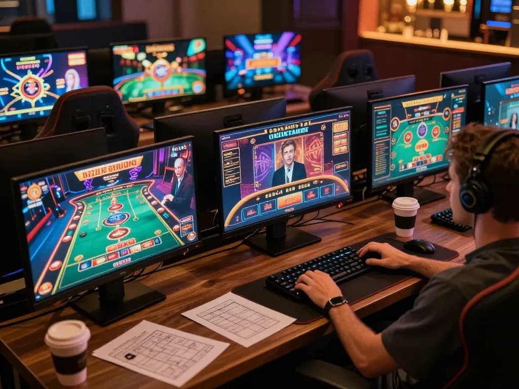 SC88 gaming setup featuring a person engaging with a live dealer, showcasing immersive online casino experience.
