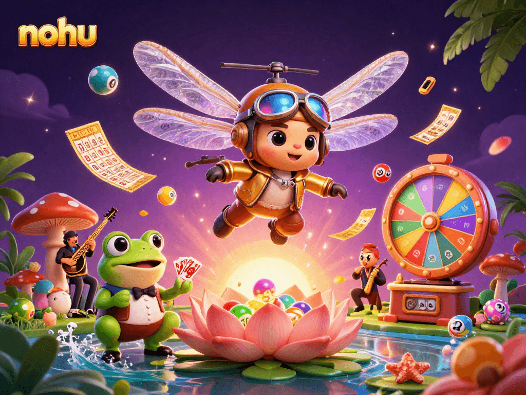 Experience excitement at nohu with vibrant games featuring a dragonfly pilot and frog croupier.