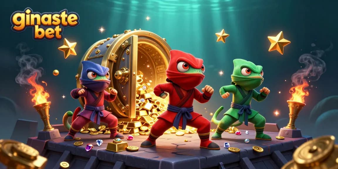 ginaste bet features a ninja chameleon team amidst treasures and action, perfect for thrilling bets.