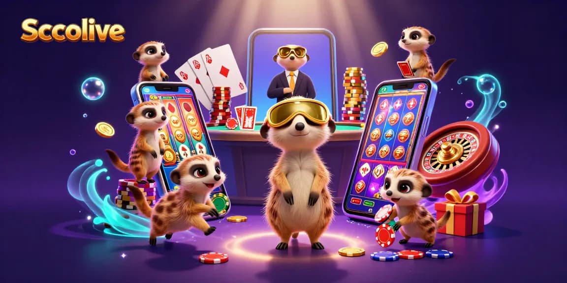 Experience the excitement of Socolive in this vibrant casino scene with lively meerkats!