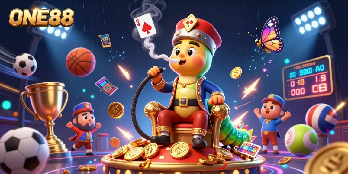 Engage with the thrilling world of ONE88 sports betting and casino games through captivating 3D illustration.