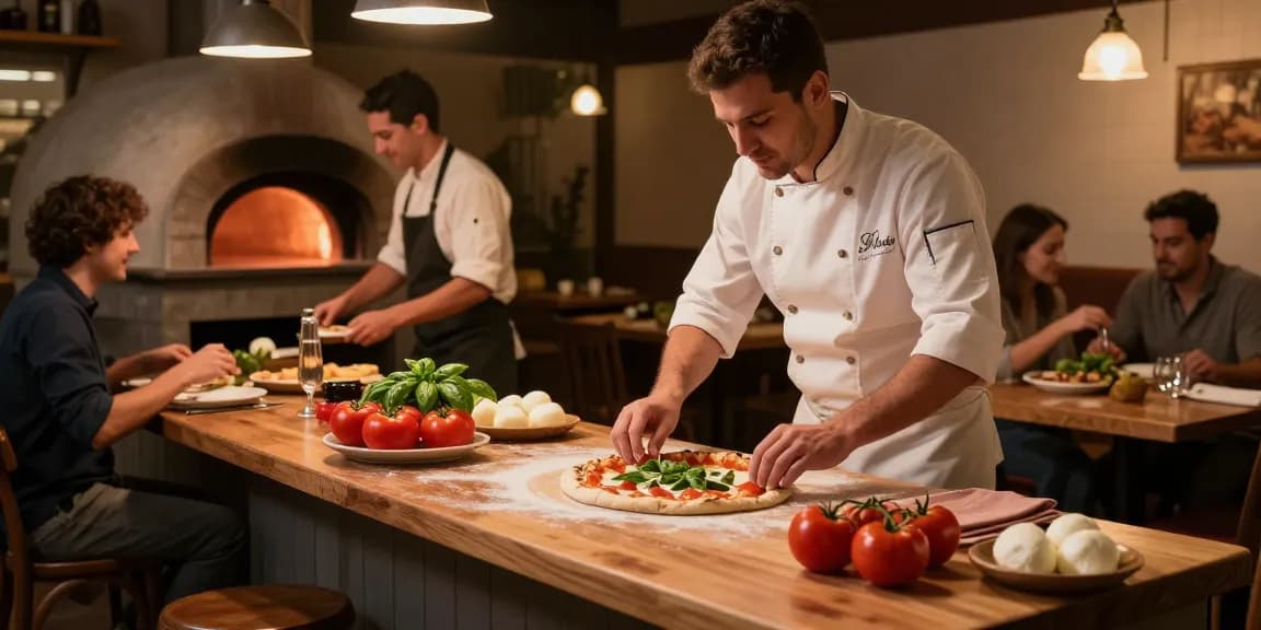 Enjoy the authentic Italian dining experience at Pizzeria Madera featuring freshly made pizza and warm ambiance, pg soft.
