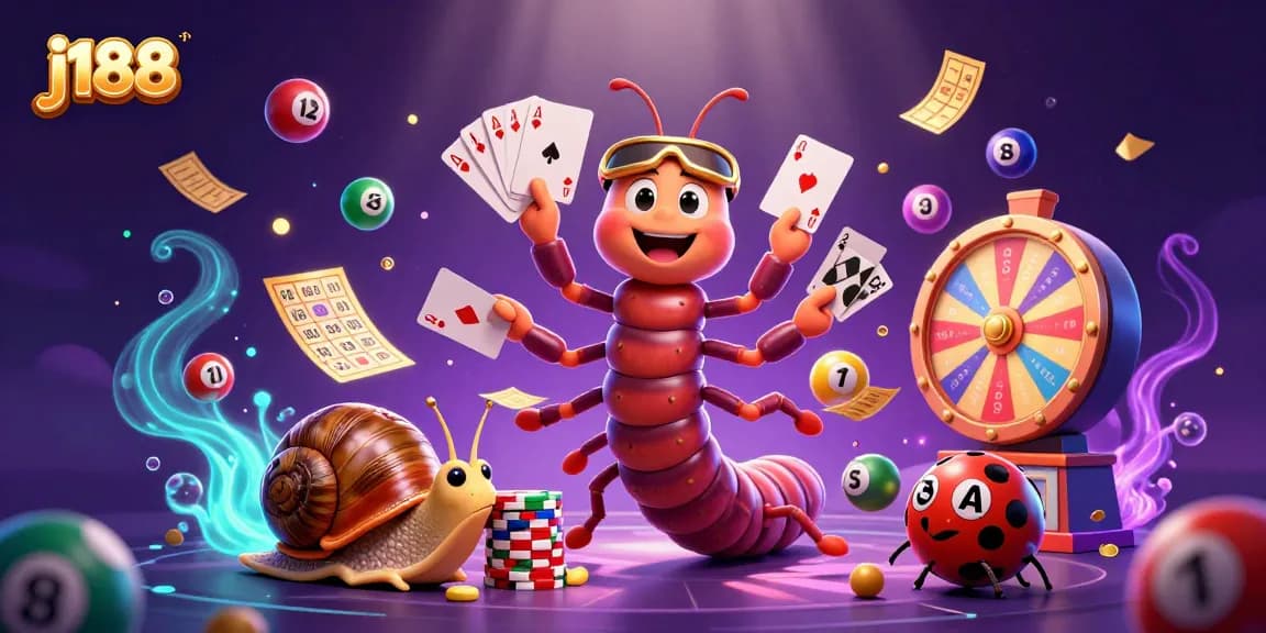Experience the thrill of j188 with colorful lottery balls and an exciting casino scene.
