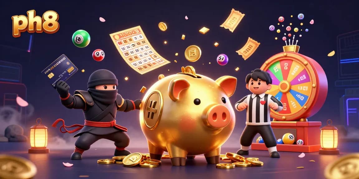 Experience exhilarating gaming at ph8 with dynamic colorful lottery elements and engaging characters.