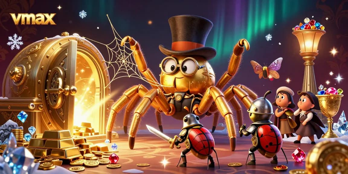 Experience the exciting world of vmax gaming with treasures and adventure in this vibrant casino illustration.