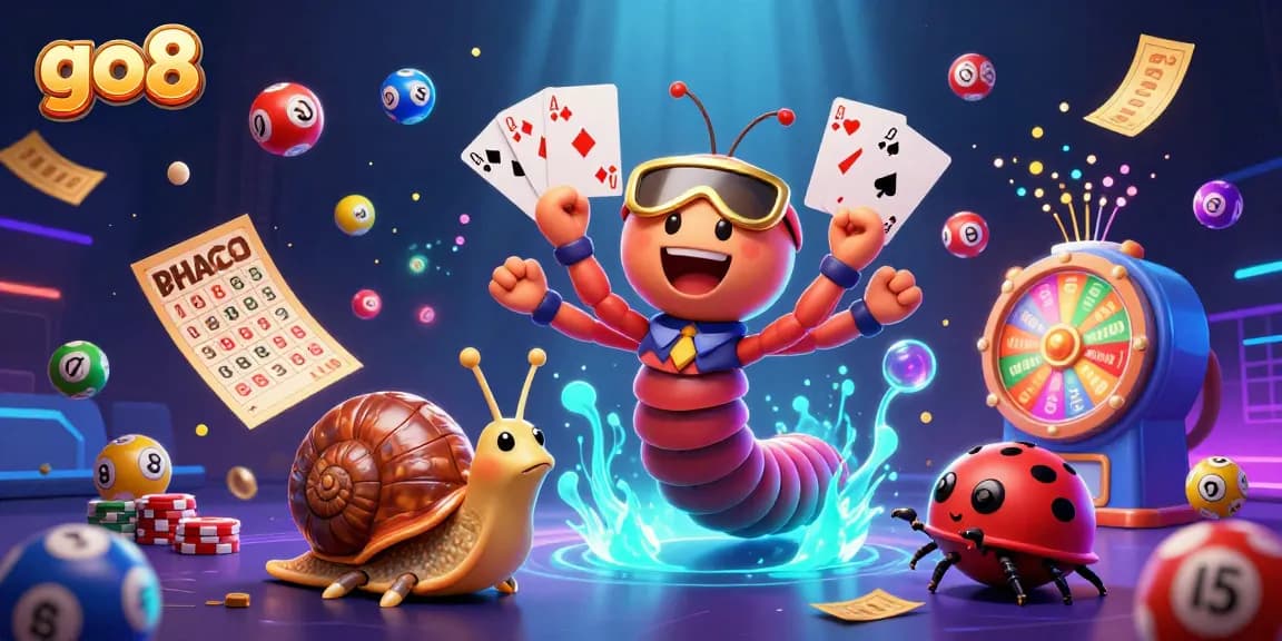 Engage with go8's vibrant gaming world featuring a millipede dealer and exciting lottery elements.