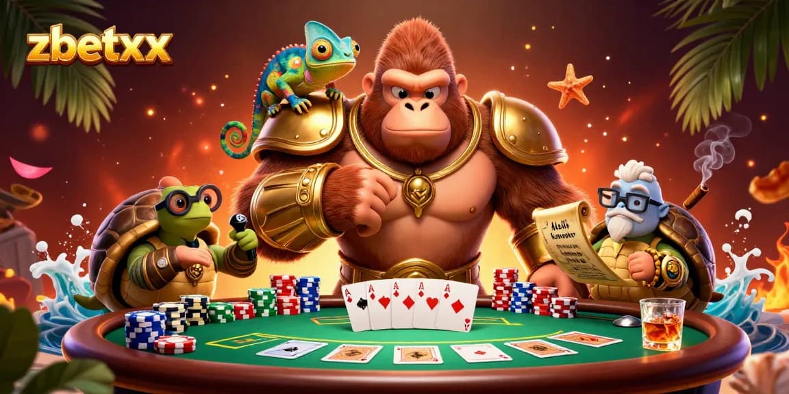 Engage with zbetxx's thrilling poker showdown featuring vibrant characters and dynamic gambling elements.