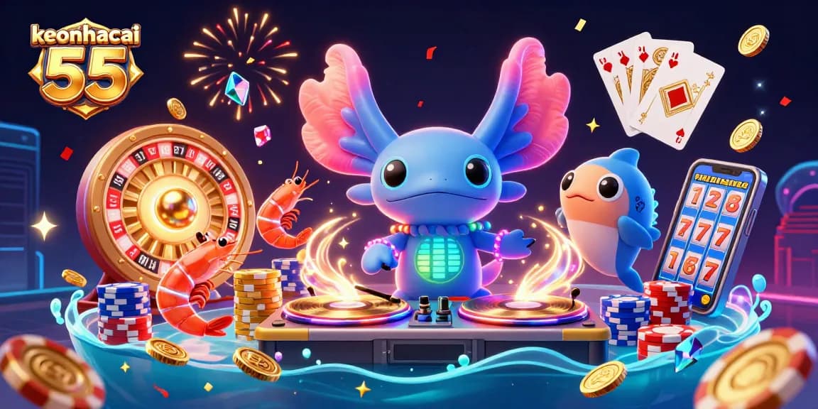 Experience thrilling excitement with the vibrant keonhacai 55 casino scene featuring lively characters and elements.