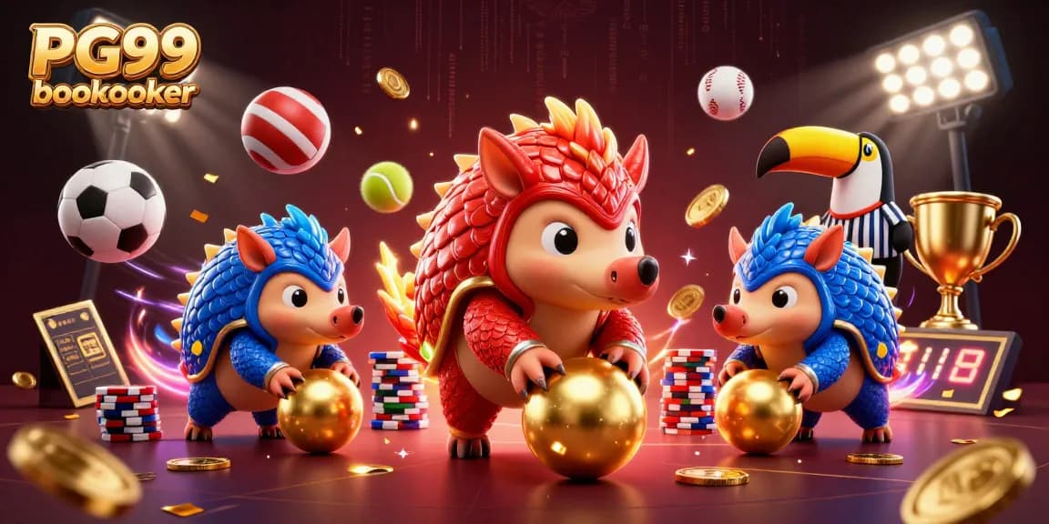 Experience thrilling gameplay with PG99 bookmaker, featuring vibrant pangolins and poker elements.