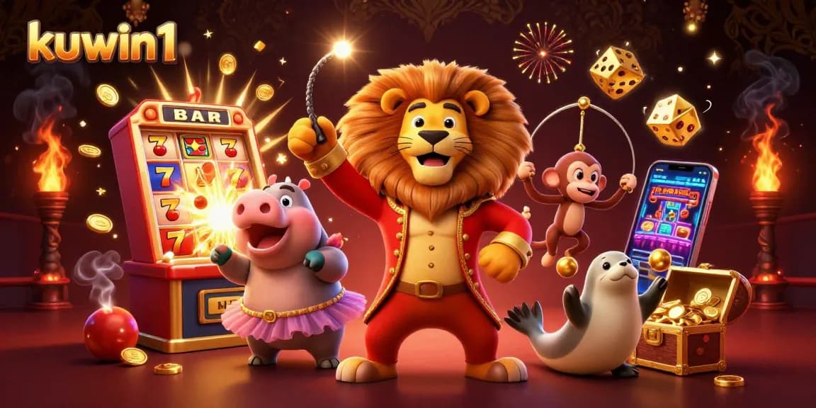 Kuwin1 showcases an exciting casino scene with vibrant characters and enticing game elements, highlighting thrills.