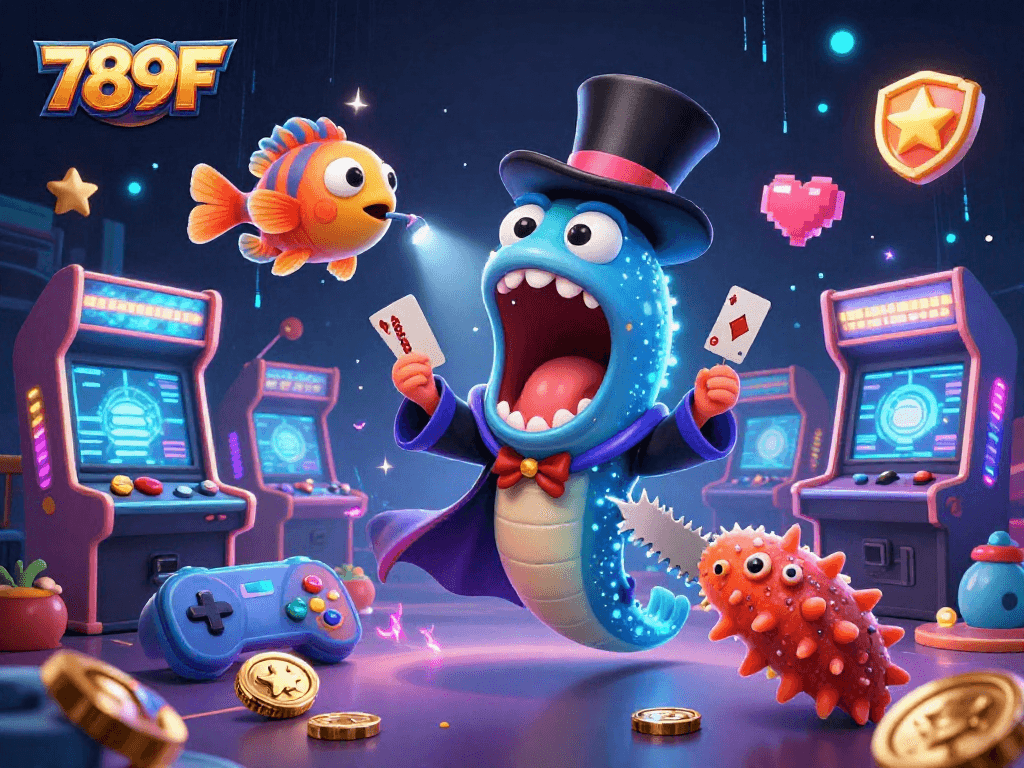 Experience vibrant gaming with 789F as sea creatures engage in an entertaining magic act.