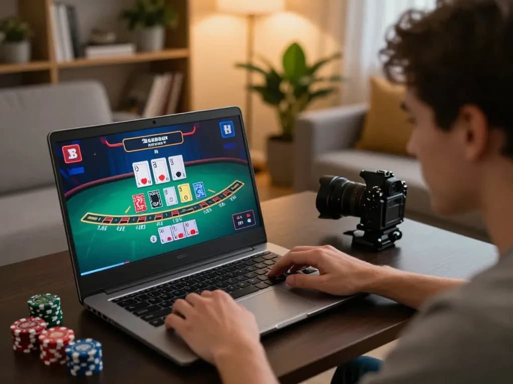 Player enjoying DH88 live dealer blackjack at home, showcasing strategic gameplay.