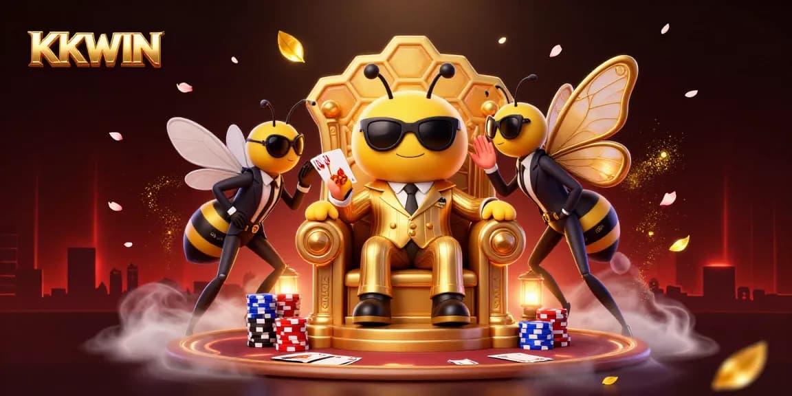 KKWIN casino scene featuring cartoon mob boss with poker chips and cards, evoking excitement.