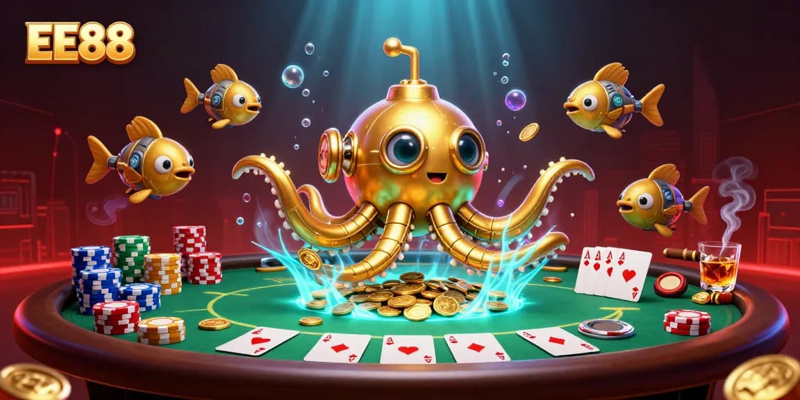 Engage with the thrilling world of EE88 through this vibrant 3D casino scene