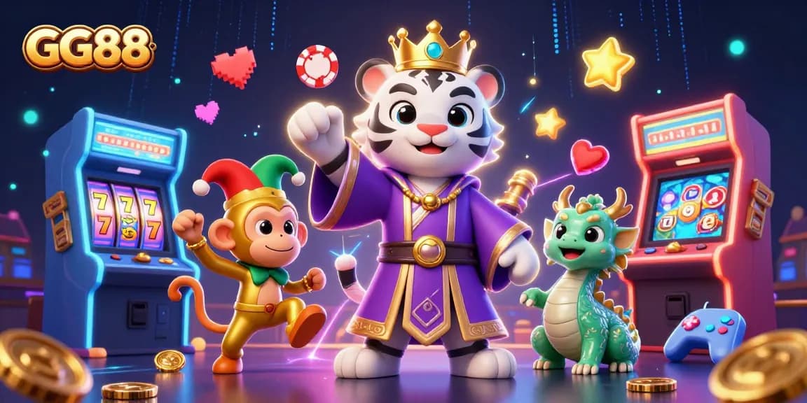 Engage in exciting gameplay at GG88 with vibrant slot machines and enchanting characters in a lively casino setting.