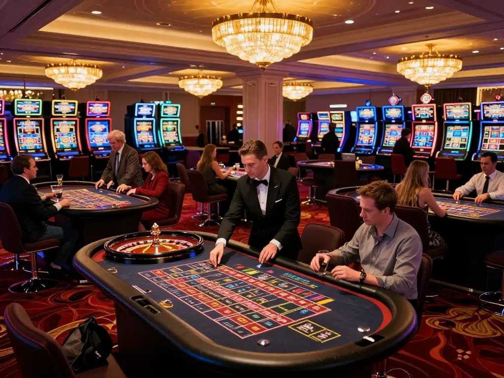 Players enjoying roulette action at a lively casino featuring sc88 tables with vibrant lighting.