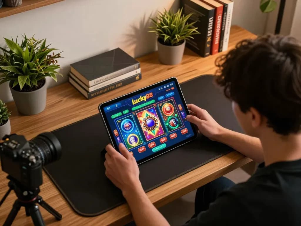 Experience exciting gameplay on the Lucky88 app with cozy home surroundings.
