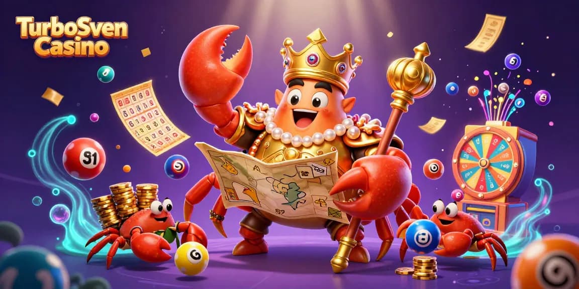 Erleben Sie TurboSven Casino mit einem goldenen Krabbenkaiser und Spielfreude durch Gewinnchancen.