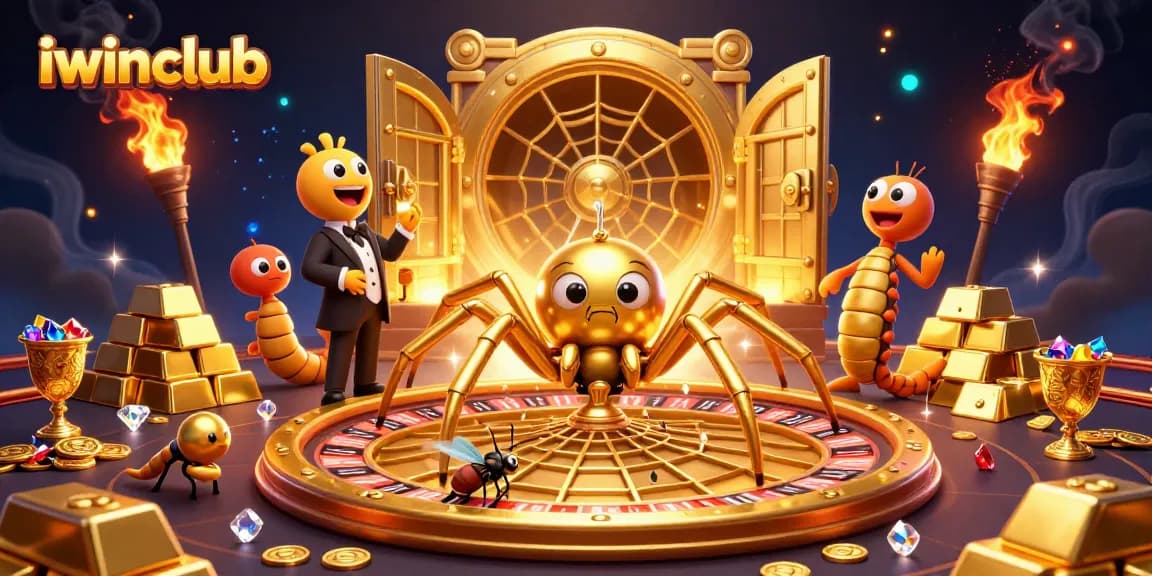 Experience iwinclub excitement with a golden roulette wheel surrounded by jewels and betting action.
