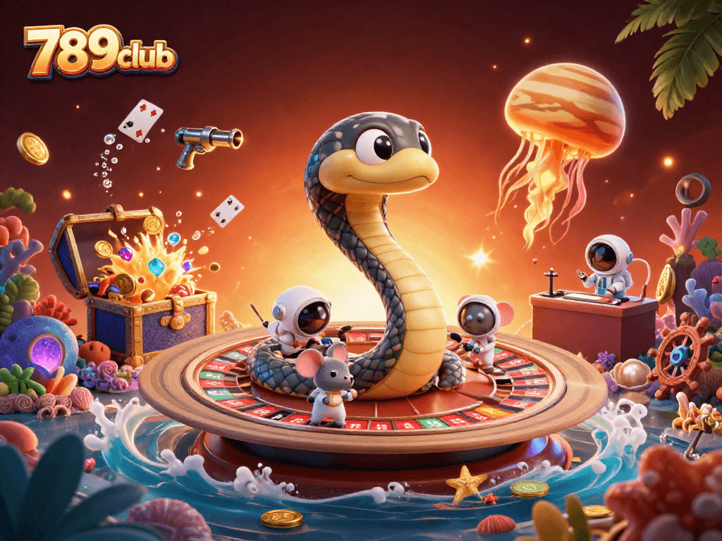 Place bets and win at 789club with dynamic 3D casino characters and cosmic elements.