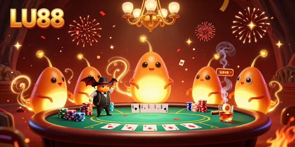 Engage in thrilling poker action with LU88 in an illuminated cave casino.