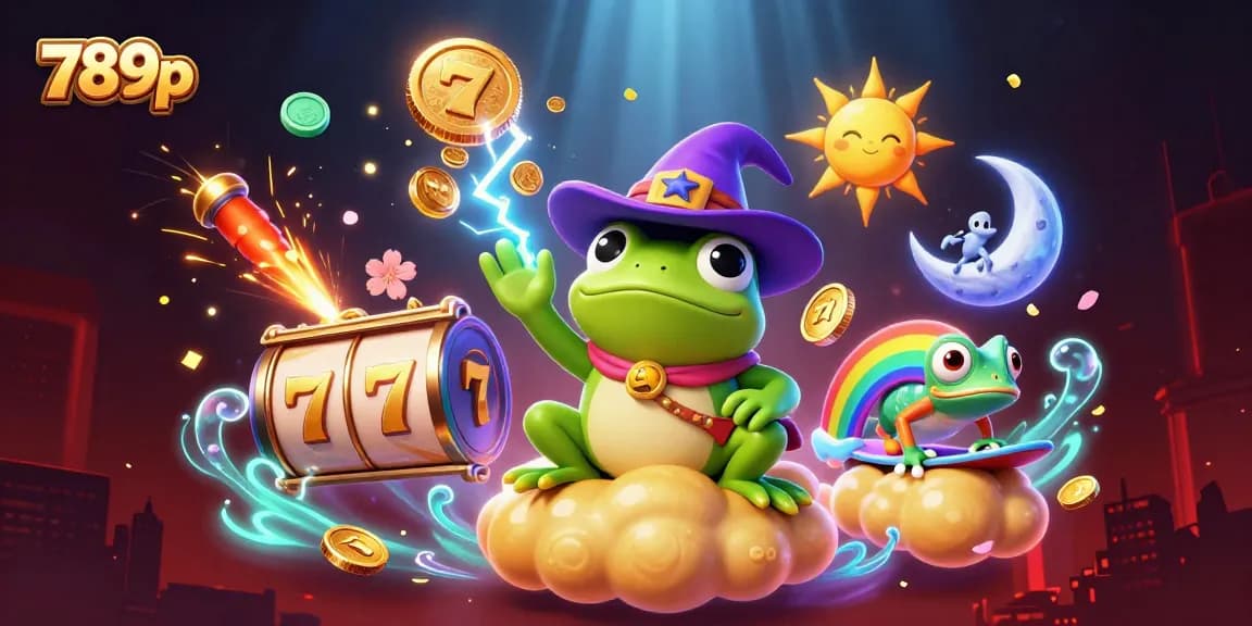 Experience thrilling gameplay with 789p's vibrant 3D casino illustration showcasing dynamic slot reels and festive elements.