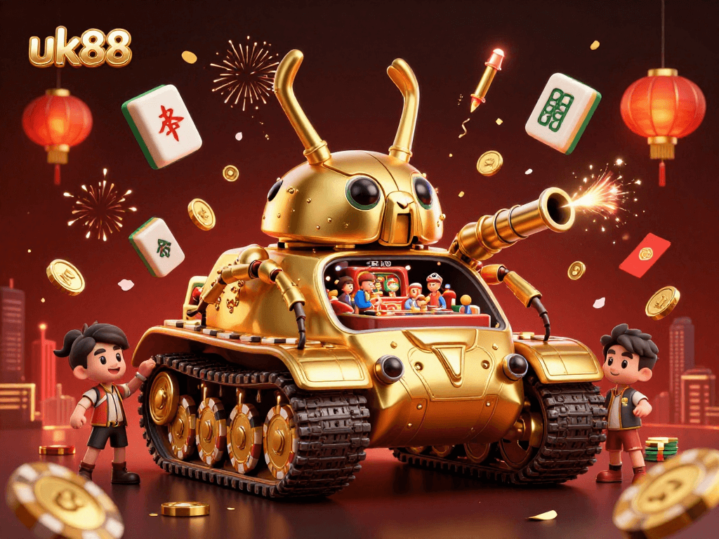 Experience thrilling gameplay at uk88 with a vibrant 3D casino scene featuring unique character elements.
