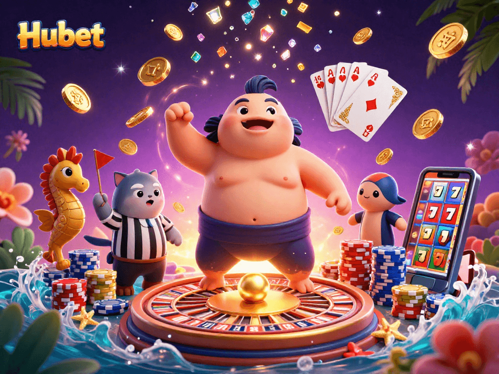 Experience Hubet's thrilling underwater betting scene with colorful characters and dynamic casino elements.