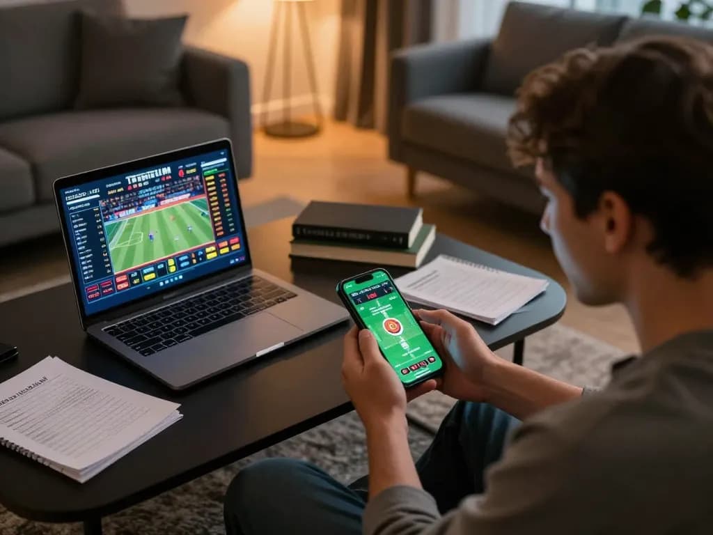 Engaging in the lc88 mobile sports betting app while planning winning strategies at home.