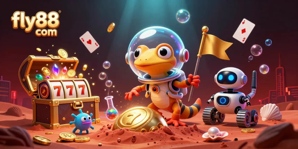 Engage with fun and winnings at fly88 com with a vibrant casino scene featuring playful gaming elements.