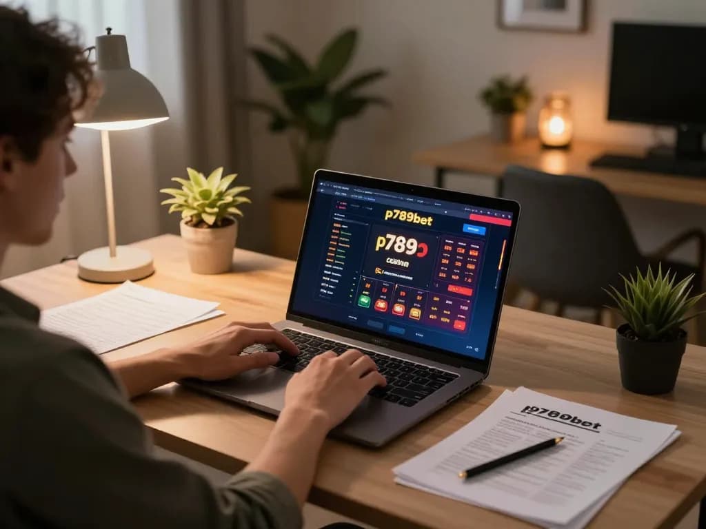 Player engaging competitively on p789bet platform from home with strategic notes in view.