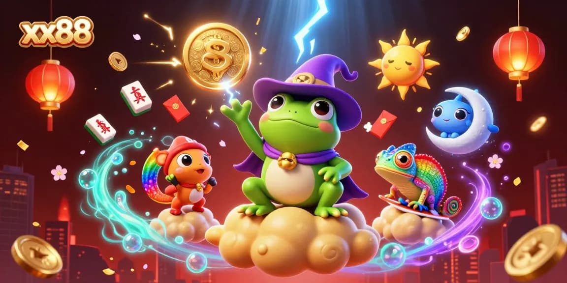 Experience the thrill of winning at xx88 with vibrant casino-themed 3D illustrations of luck.