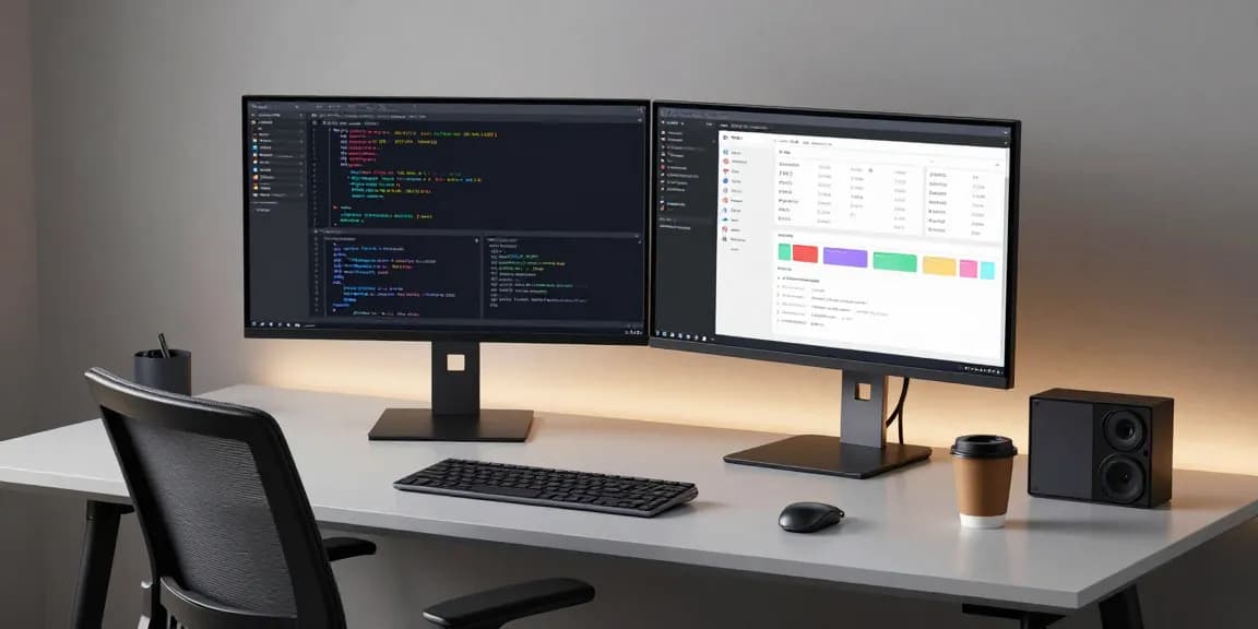 Gi8 software dashboard in a modern development workspace showcasing cloud computing and AI technology.