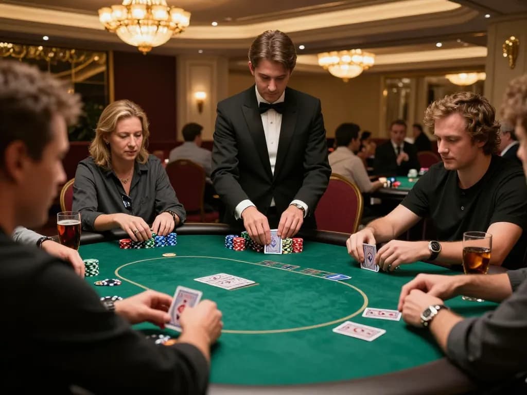 New88 nhà cái engaging players in a high-stakes poker game with vibrant casino ambiance