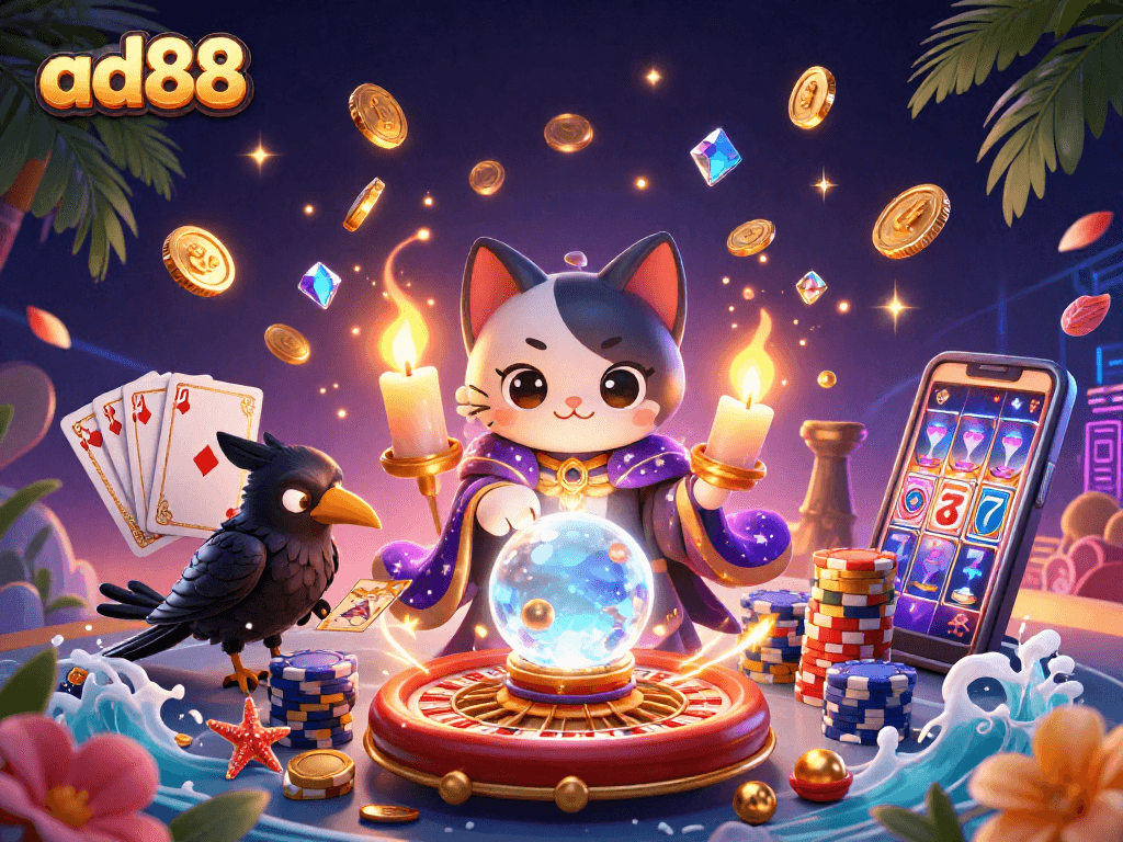 Experience the thrill of ad88 casino with vibrant 3D fortune teller and dynamic game elements.