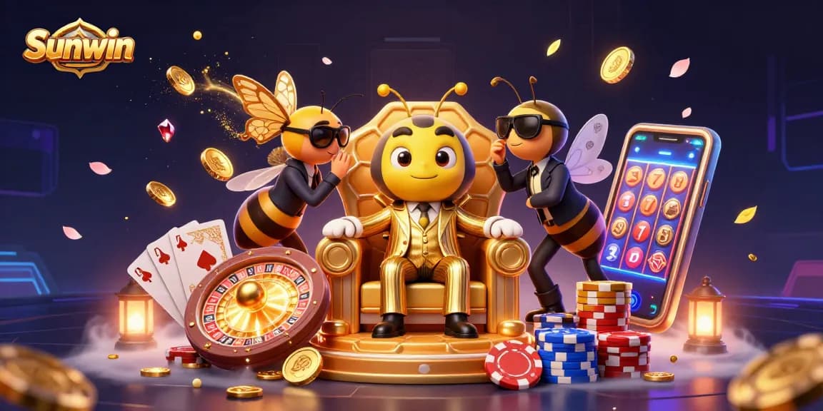 Sunwin offers thrilling gameplay featuring colorful chips, vibrant cards, and lively casino ambience.