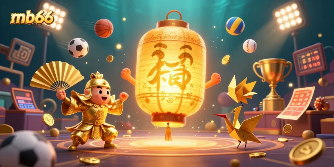 Experience thrilling gameplay at mb66 with a vibrant 3D casino scene depicting lucky symbols and exciting elements.
