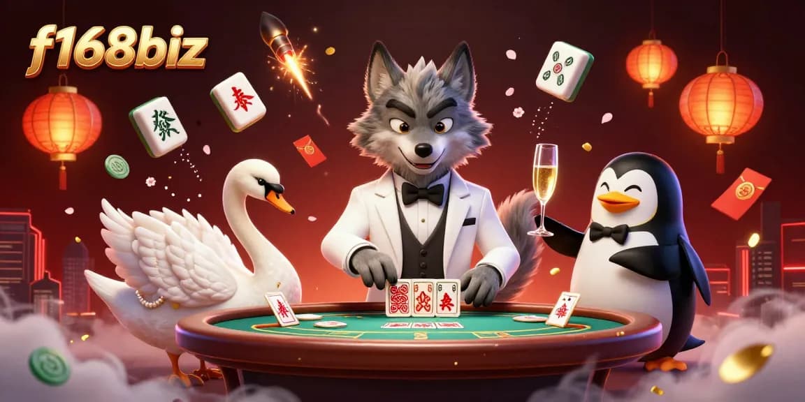 Experience thrilling gaming moments with f168biz at a luxurious baccarat table featuring animated characters.