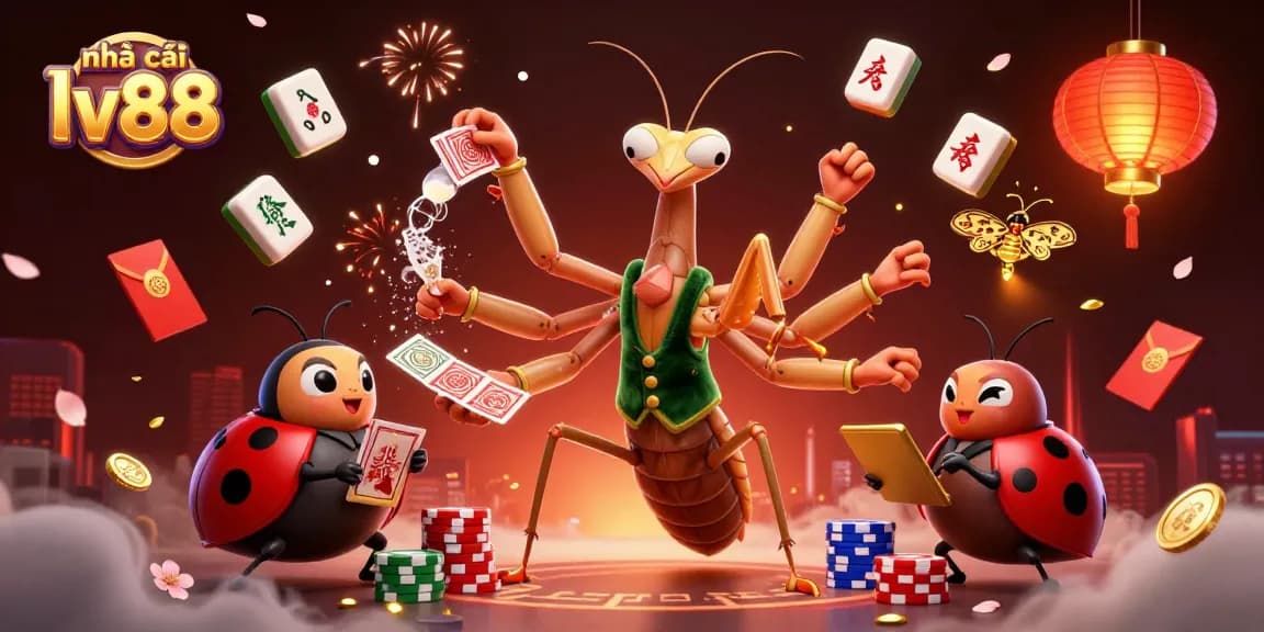 Experience the vibrant gaming action at nhà cái lv88 in a dynamic 3D casino illustration.
