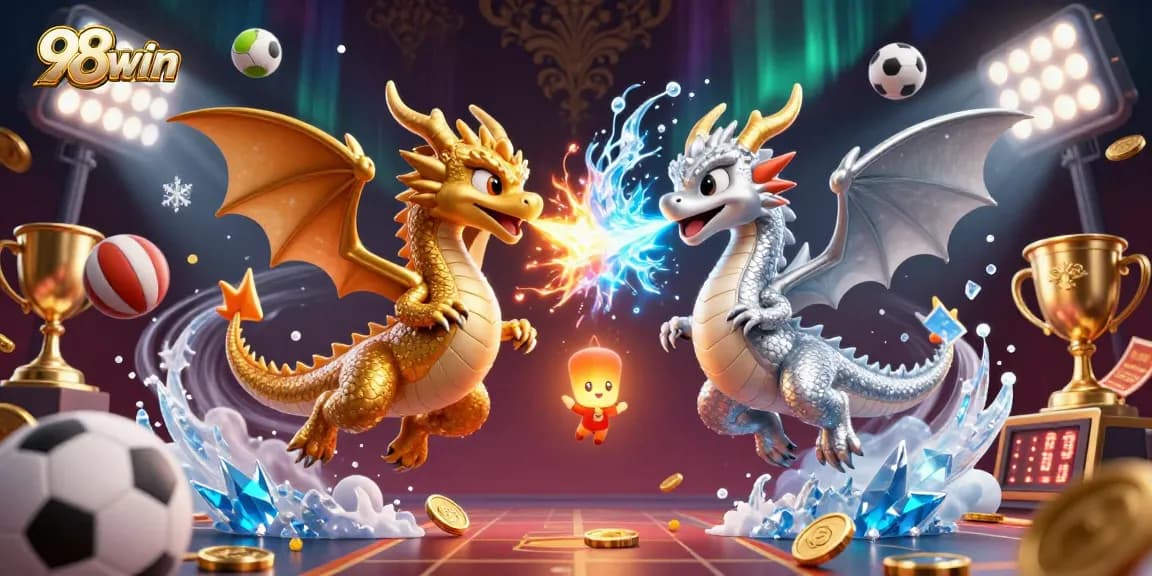 Experience thrilling action at 98win with dynamic gaming elements and captivating visuals in this vibrant casino illustration.
