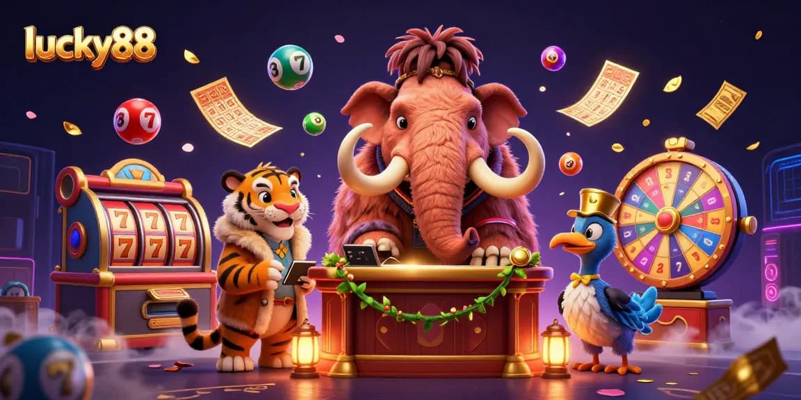Join the excitement of lucky88 with a vibrant scene showcasing our charming casino characters.